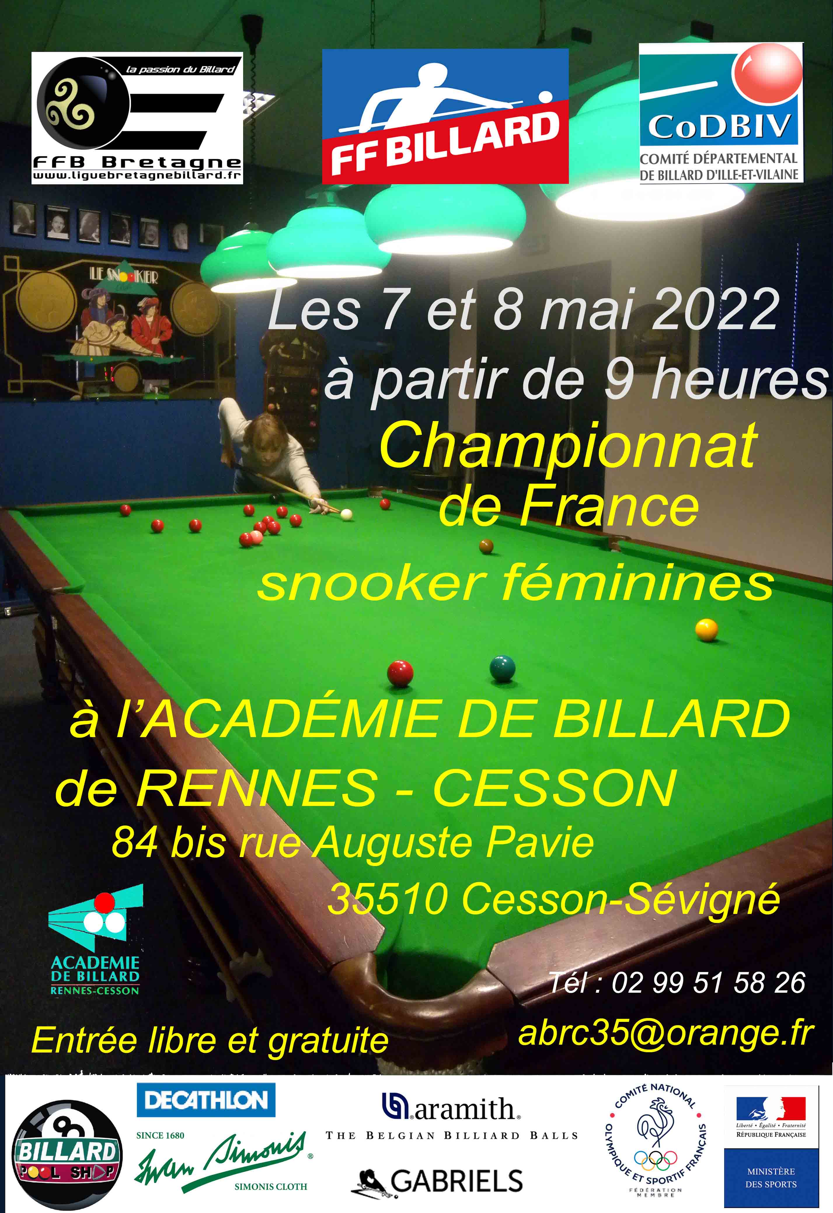 Championnat de France snooker féminines des 7 et 8 mai 2022 converti