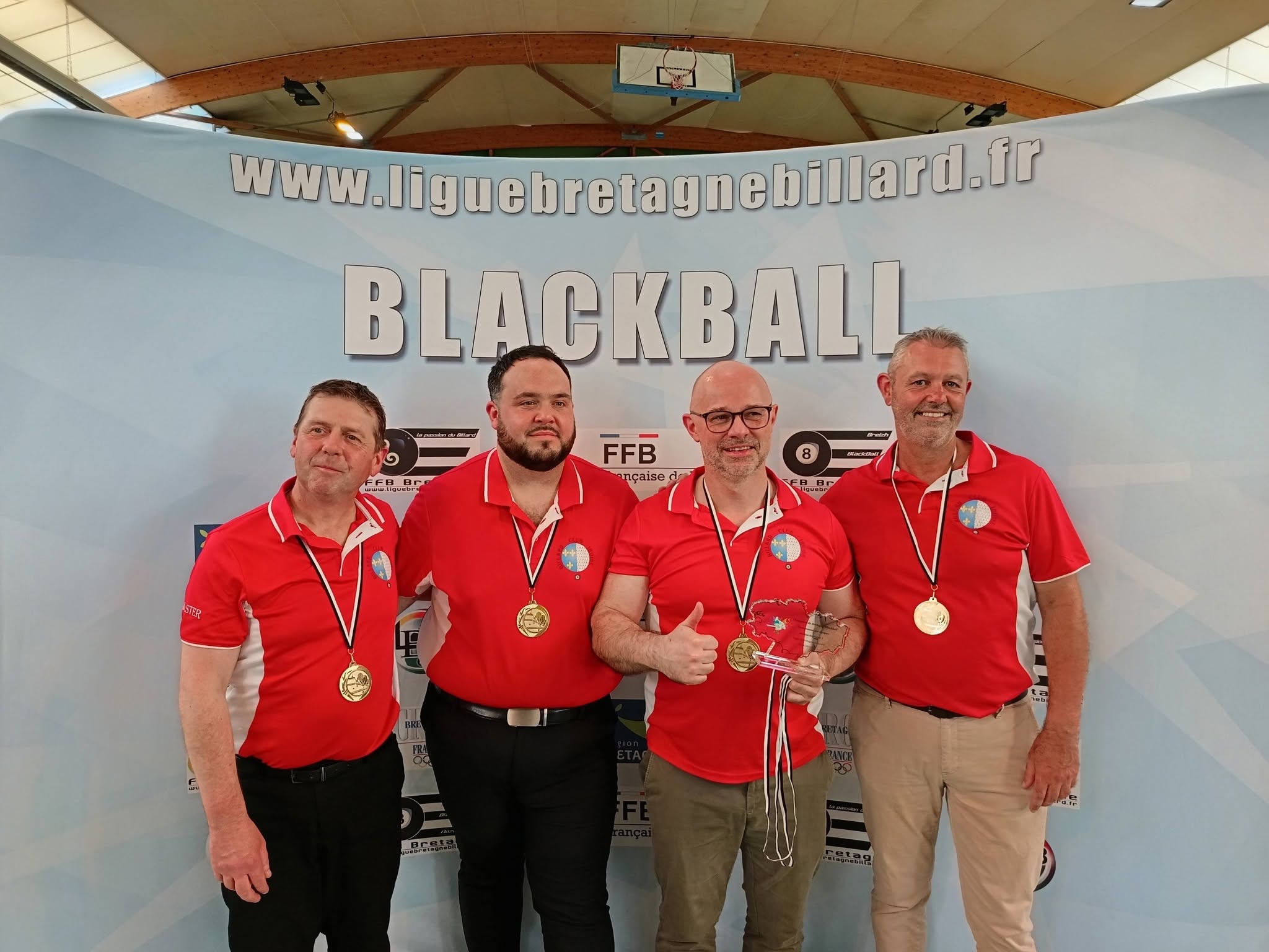 BREST IBC 1 vainqueur DR1, de gauche à droite, Bruno Morvan, Brieg Maheas, Didier Cuff et David Thorinval